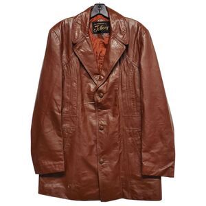 Vintage LEATHERS by JEFFREY Jacket Mens 44 Brown Single Breasted Casual 70s